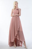 Shoulder Bridesmaid Dress with Pockets for Women Ruched Chiffon Formal Party Evening Prom Gown