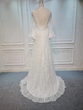 Boho Wedding Dress, Bohomian Bridal Dress, Tulle Lace Bridal Gown, Slip Long Sleeve
