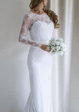 Lace Wedding Dress Sheath/Column Bateau Court Train
