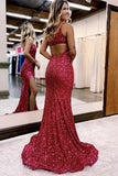 Mermaid / Trumpet Prom Dresses Sparkle & Shine Dress Formal Court Train Sleeveless One Shoulder Sequined with Sequin Slit 2023 - dennisdresses