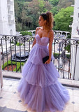 Ball Gown Prom Dresses Tiered Dress Formal Floor Length Sleeveless Sweetheart Tulle Backless with Pleats Ruched 2023
