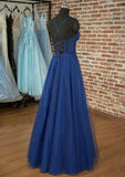 A-Line Prom Dresses Sparkle & Shine Dress Prom Floor Length Sleeveless Sweetheart Tulle Backless with Pleats Appliques 2023