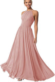 Halter Bridesmaid Dresses Long Chiffon Formal Dresses Evening Party Dress 2023