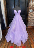 A-line Princess Sweetheart Sleeveless Asymmetrical Organza Sparkling Prom Dress - dennisdresses
