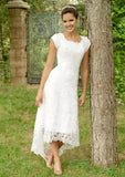 A-line/Princess Scalloped Neck Sleeveless Asymmetrical Lace Wedding Dress