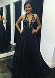 A-line/Princess Scalloped Neck Sleeveless Long/Floor-Length Charmeuse Prom Dress With Lace
