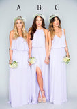 A-Line/Princess Sleeveless V-Neck Ankle-Length Chiffon Bridesmaid Dress - dennisdresses