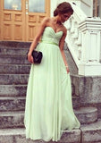 A-line/Princess Sweetheart Sleeveless Long/Floor-Length Chiffon Prom Dress With Pleated