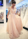 A-line/Princess Sweetheart Sleeveless Sweep Train Tulle Prom Dress
