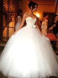 Ball Gown Bowknot Sweetheart Tulle Sleeveless Floor-Length Wedding Dresses - dennisdresses