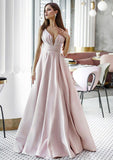 Ball Gown Scalloped Neck Sleeveless Long/Floor-Length Satin Prom Dress With Pleated - dennisdresses