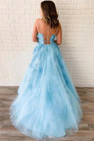 Ball Gown Scoop Neck Long/Floor-Length Tulle Prom Dress - dennisdresses