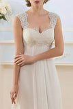 Beach A-Line Wedding Dresses Sweep / Brush Train Romantic Open Back Spaghetti Strap Sweetheart Chiffon With Lace Insert 2023 Bridal Gowns