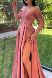 A-Line Prom Dresses High Split Dress Formal Evening Sweep / Brush Train Short Sleeve Off Shoulder Satin with Slit Pure Color 2023