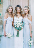 Chiffon Bridesmaid Dress A-Line/Princess Off-The-Shoulder Long/Floor-Length With Pleated - dennisdresses