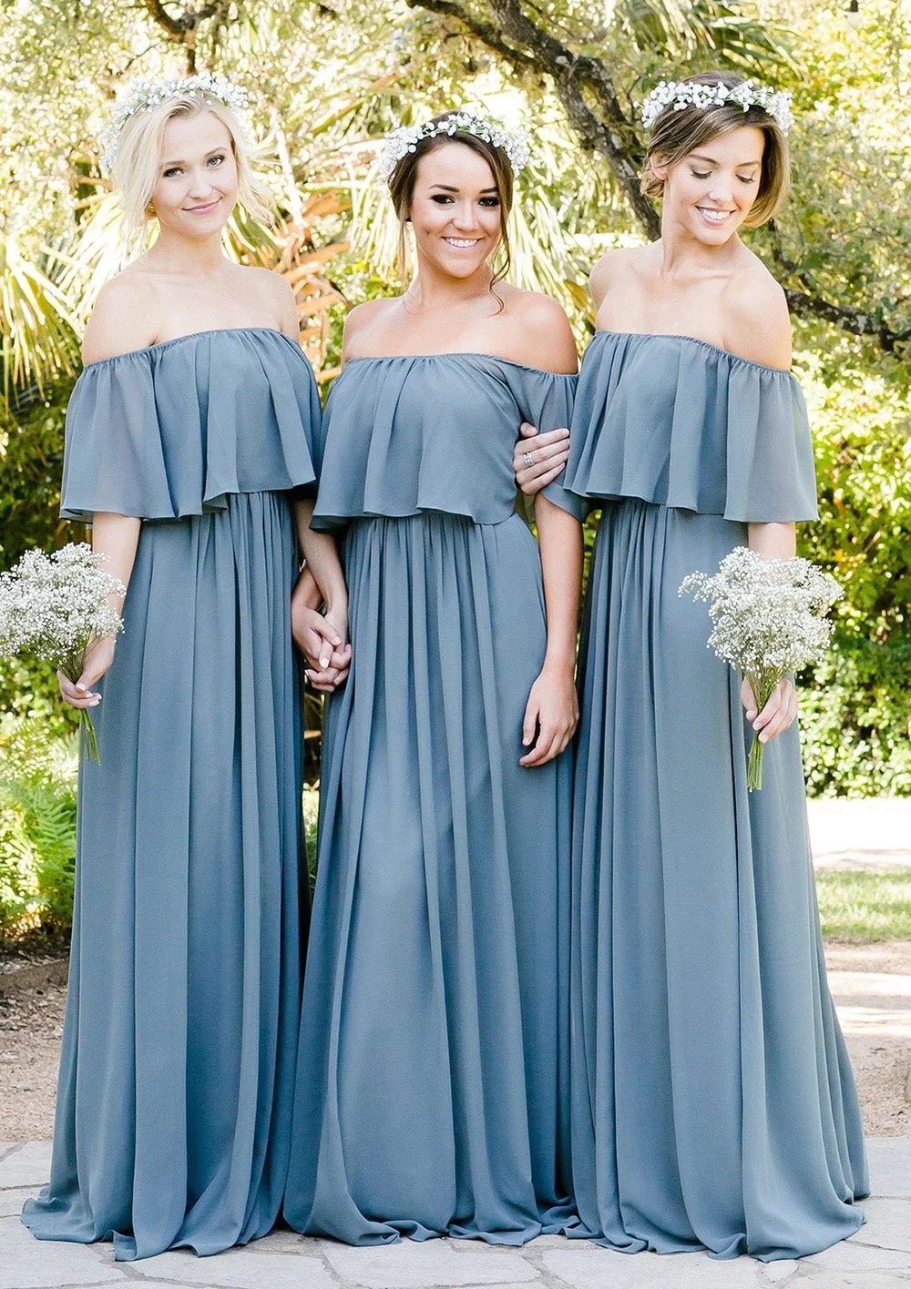Chiffon Bridesmaid Dress A-Line/Princess Off-The-Shoulder Long/Floor-Length With Ruffles