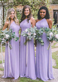 Chiffon Bridesmaid Dress A-Line/Princess One-Shoulder Long/Floor-Length With Pleated