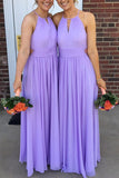 Chiffon Bridesmaid Dress A-Line/Princess Scoop Neck Ankle-Length With Pleated