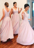 Chiffon Long/Floor-Length A-Line/Princess Sleeveless Sweetheart Zipper Bridesmaid Dress