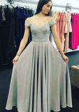 Chiffon Prom Dress A-Line/Princess Off-The-Shoulder Long/Floor-Length With Lace - dennisdresses