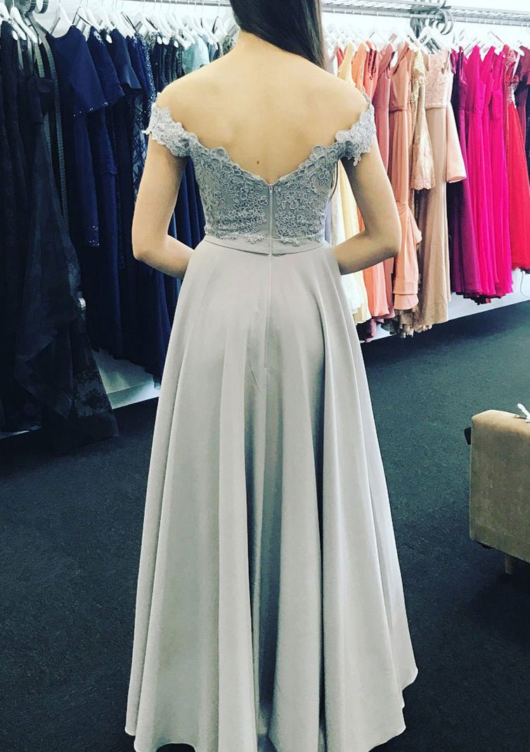 Chiffon Prom Dress A-Line/Princess Off-The-Shoulder Long/Floor-Length With Lace - dennisdresses