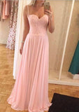 Chiffon Prom Dress A-Line/Princess Sweetheart Long/Floor-Length With Lace - dennisdresses