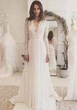 Chiffon Wedding Dress A-Line/Princess Sweep Train With Lace - dennisdresses