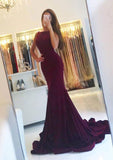 Jersey Prom Dress Trumpet/Mermaid Bateau Sweep Train With Pleated
