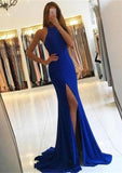 Jersey Prom Dress Trumpet/Mermaid Scoop Neck Sweep Train With Pleated