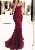 Lace Long/Floor-Length Trumpet/Mermaid Sleeveless Off-The-Shoulder Zipper Prom Dress With Appliqued Beaded