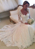Lace Wedding Dress A-Line/Princess Scalloped Neck Court Train - dennisdresses