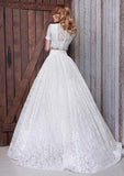 Lace Wedding Dress Ball Gown Scoop Neck Long/Floor-Length - dennisdresses