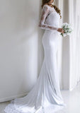 Lace Wedding Dress Sheath/Column Bateau Court Train - dennisdresses