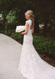 Lace Wedding Dress Sheath/Column Scoop Neck Court Train