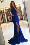 Mermaid / Trumpet Evening Gown Bodycon Dress Formal Court Train Sleeveless High Neck Stretch Fabric with Slit 2023
