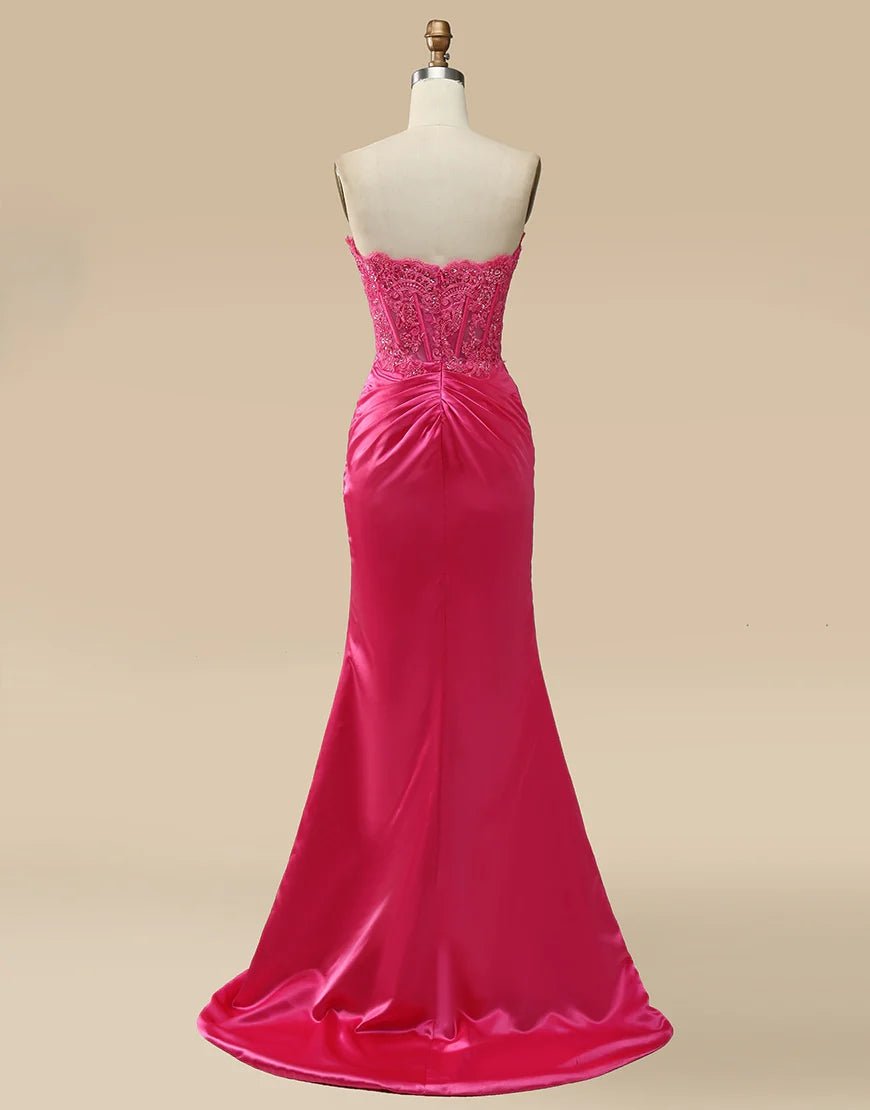 Mermaid / Trumpet Prom Dresses Empire Dress Formal Sweep / Brush Train Sleeveless Sweetheart Charmeuse with Appliques 2023 - dennisdresses