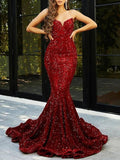 Mermaid / Trumpet Prom Dresses Luxurious Dress Formal Evening Sweep / Brush Train Sleeveless Off Shoulder Sequined with Sequin 2023 - dennisdresses