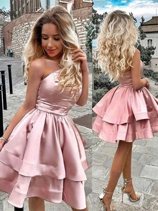 Dusty Rose Cocktail Dresses Cocktail Party Short Satin Prom Dresses
