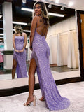 Mermaid Prom Dresses Sexy Sequined Dress Spaghetti Evening Gown 2023