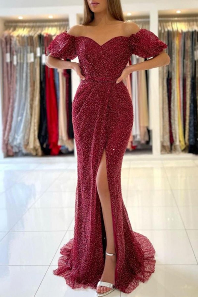 Prom Dresses Long Red Cheap | Evening dresses glitter - dennisdresses