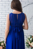 Royal Blue Sleeveless A-line Ruffled Cheap Maternity Dress - dennisdresses