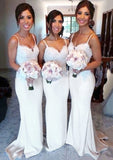 Sheath/Column Sweetheart Court Train Elastic Satin Bridesmaid Dresses With Lace