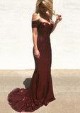 Trumpet/Mermaid Off-the-Shoulder Sleeveless Sweep Train Sequined Evening Dress - dennisdresses