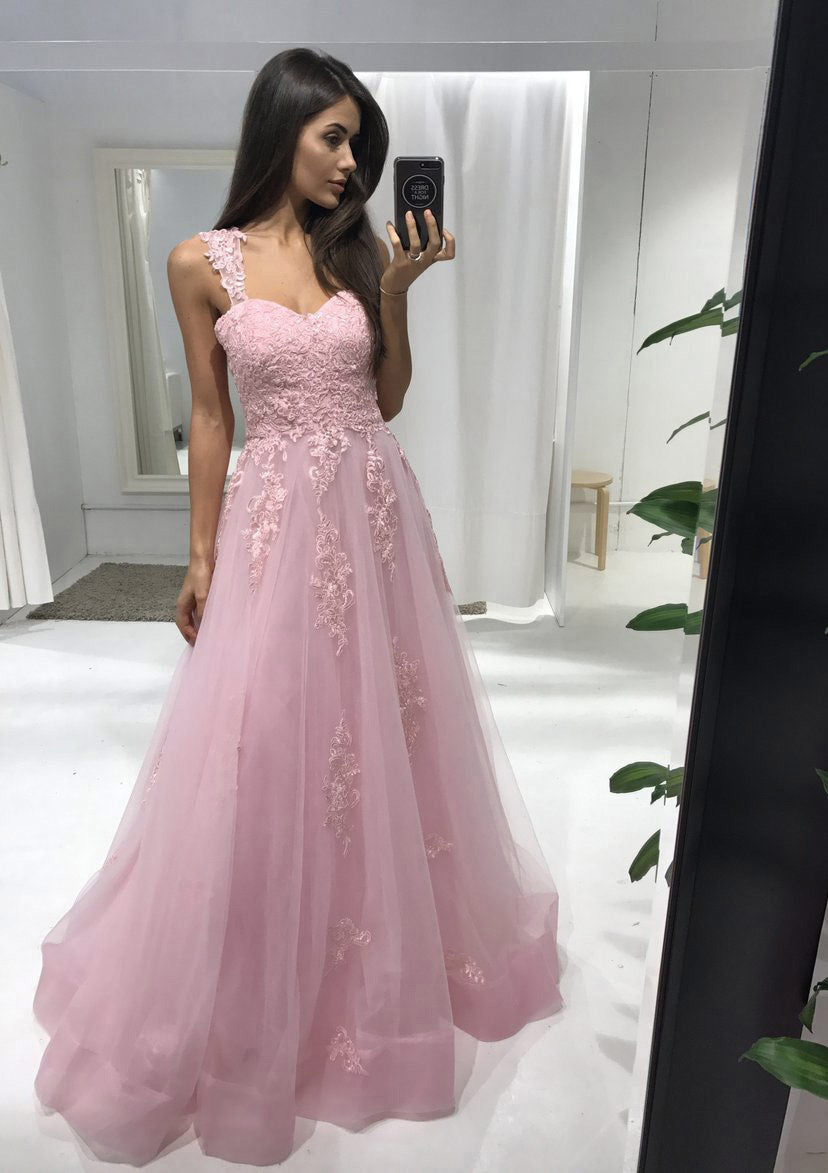 Tulle Prom Dress Ball Gown Sweetheart Long/Floor-Length With Lace - dennisdresses