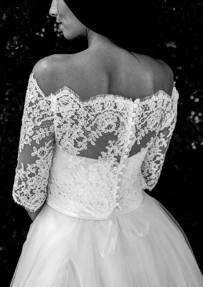 Tulle Wedding Dress A-Line/Princess Off-The-Shoulder Ankle-Length With Lace - dennisdresses