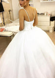 Tulle Wedding Dress A-Line/Princess Sweetheart Court Train With Beaded - dennisdresses