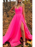 A-Line Prom Dresses Sexy Dress Wedding Party Court Train Sleeveless Spaghetti Strap Organza with Slit 2023
